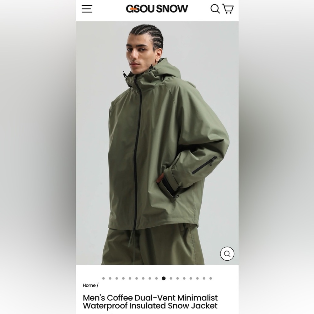 GSOU snow mens minimalist snow jacket military green
